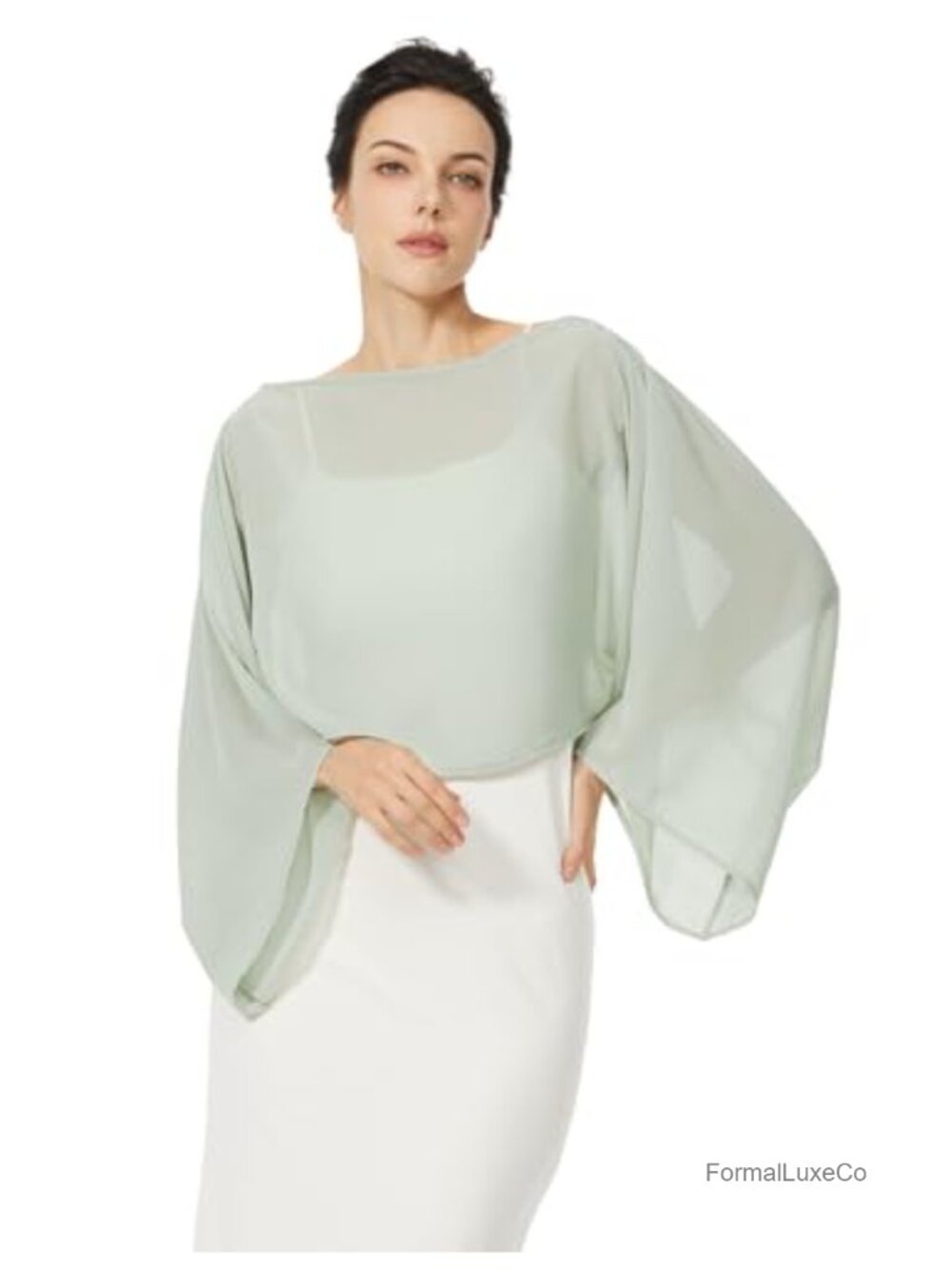 Chiffon Bolero Cape with Arm Holes – Evening Dress Shawl Wrap